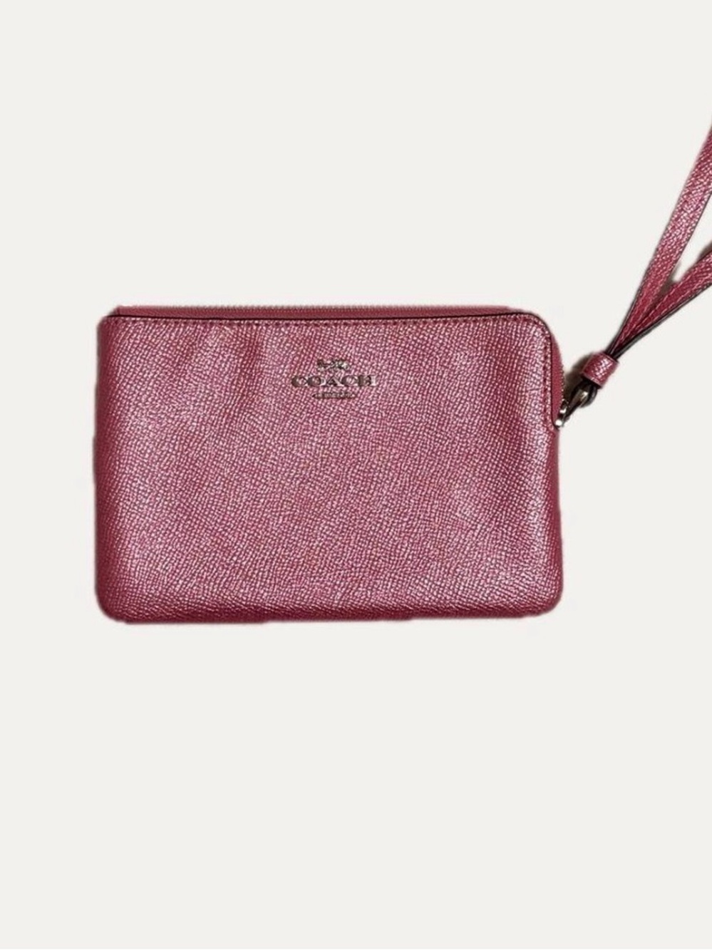 Coach Metallic Rose Pink Leather Wristlet